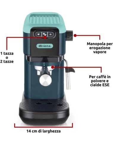 Ariete Light Aquamarine Macchina Caffè Espresso 15 Bar | Shop in Casa