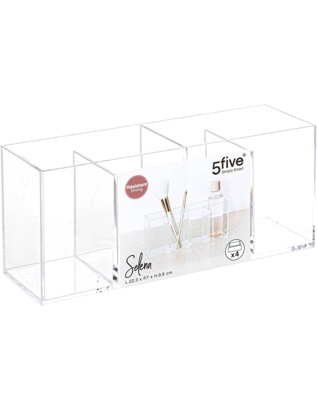5five Organizer Selena 4 scomparti trasparente – Da scrivania | Shopincasa