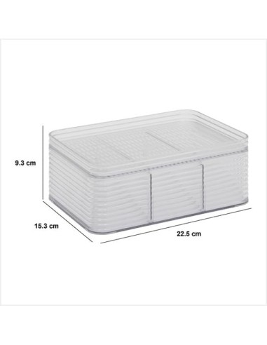 Scatola di stoccaggio Plastor M 3 compartimenti PET grigio | Shopincasa