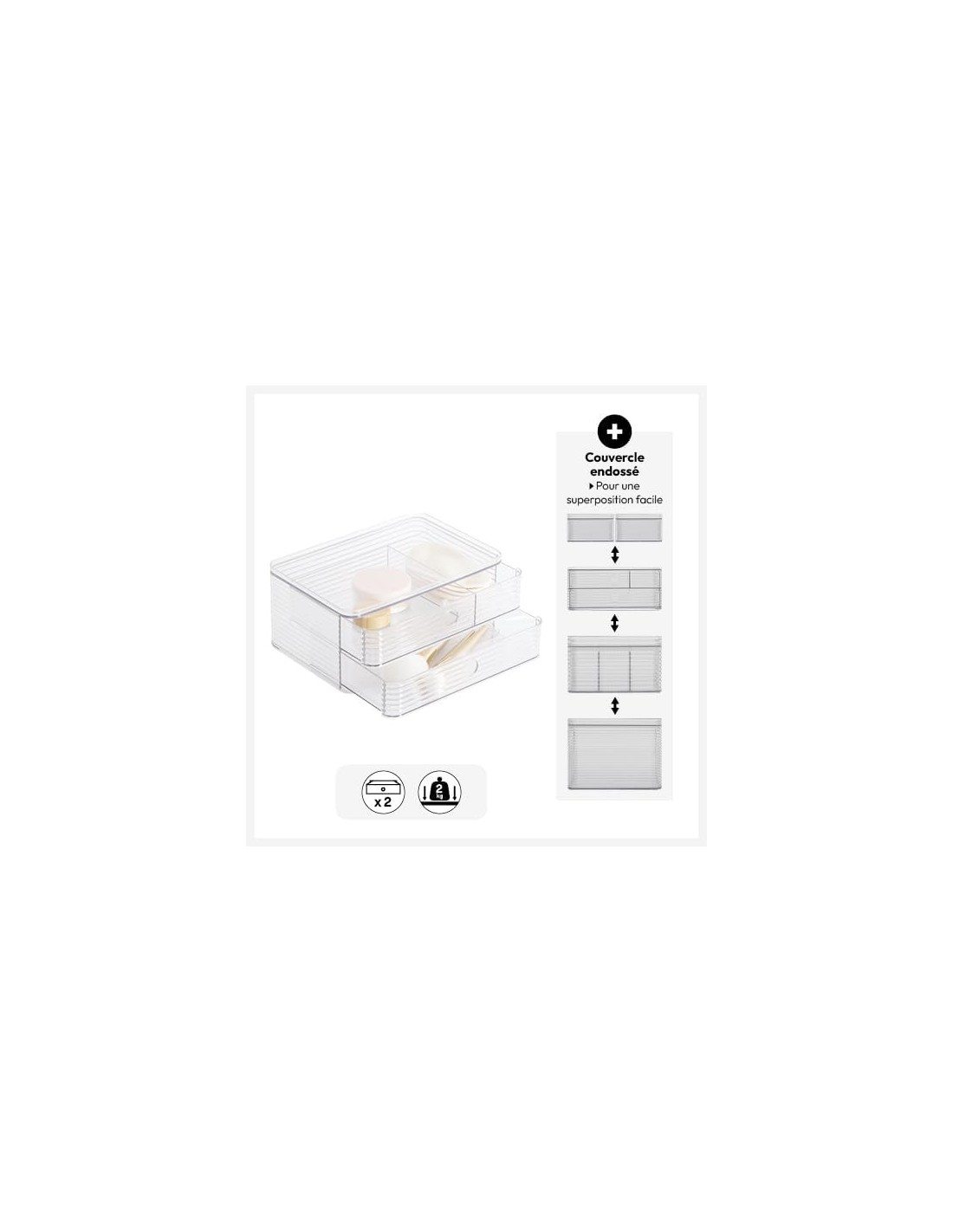 5five Organizzatore per cassetti Plastor trasparente 23,3 x 10,5 cm | Shopincasa