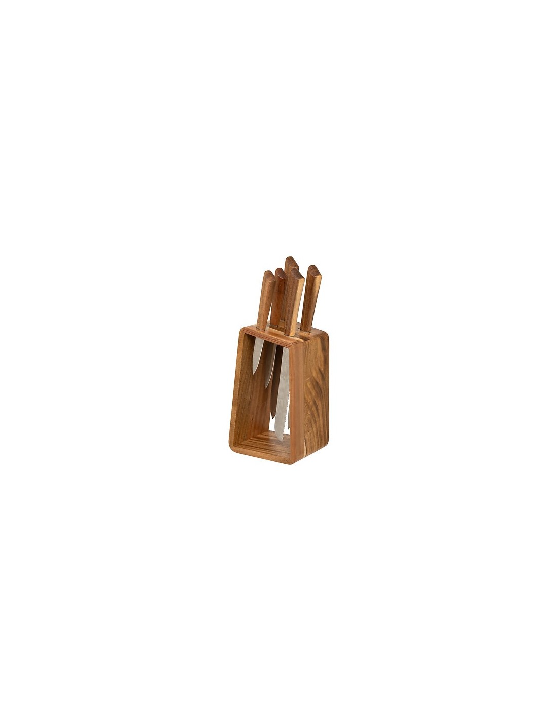 Ceppo con 5 coltelli in acciaio inox e manico in acacia | Shopincasa
