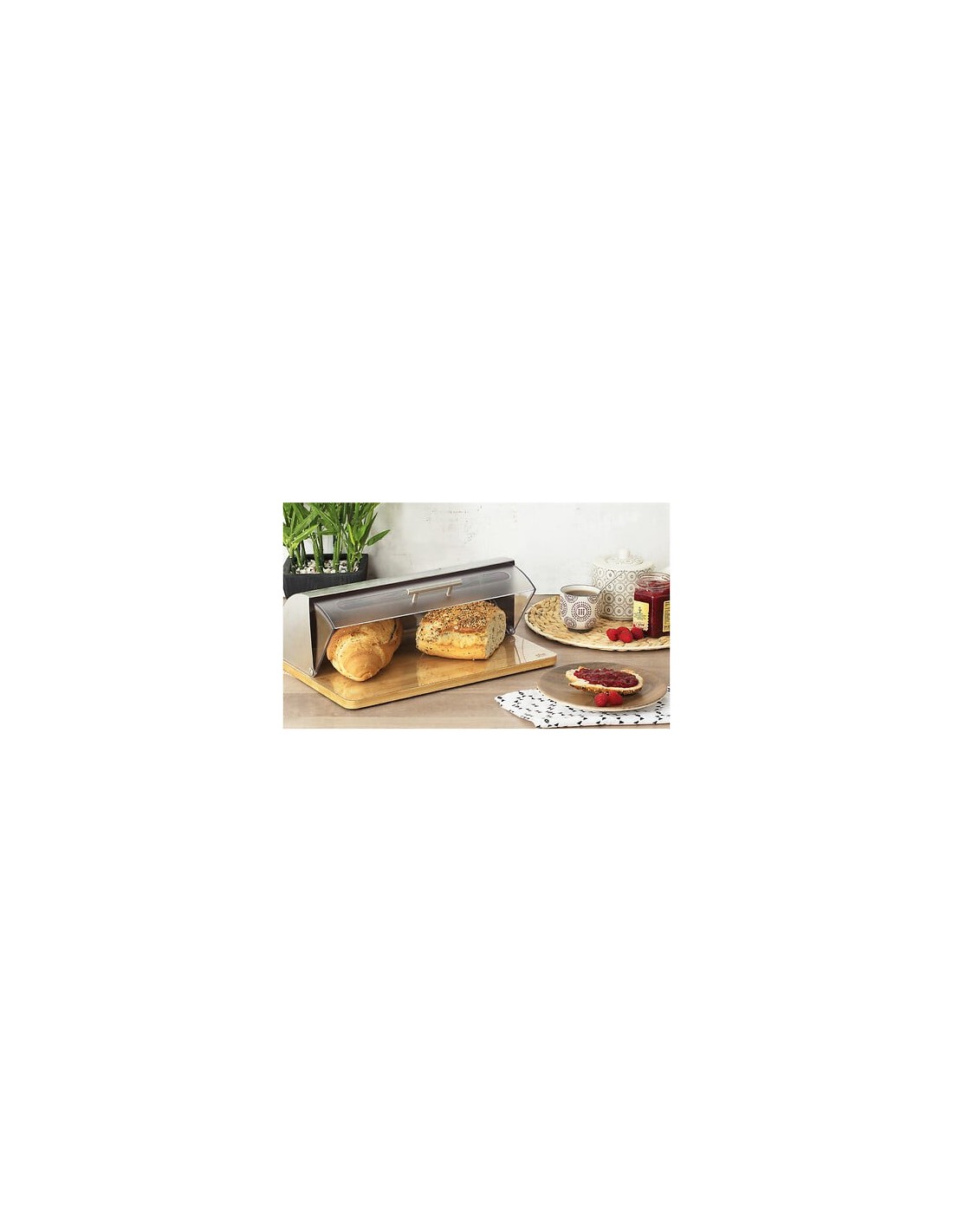 Scatola porta pane Cranberry in acciaio inox, PS e bambù | Shopincasa