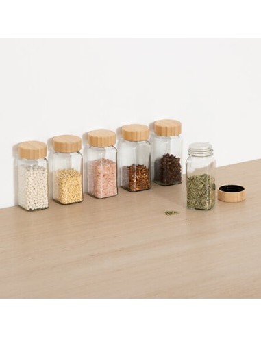 Set 6 Barattoli per Spezie in Vetro con Coperchio in Bambù | Shopincasa.it