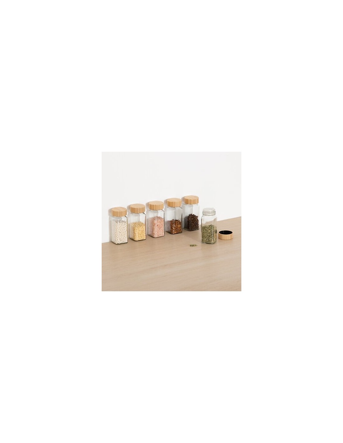 Set 6 Barattoli per Spezie in Vetro con Coperchio in Bambù | Shopincasa.it