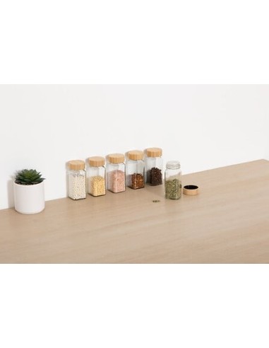 Set 6 Barattoli per Spezie in Vetro con Coperchio in Bambù | Shopincasa.it