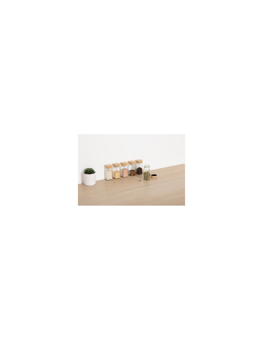 Set 6 Barattoli per Spezie in Vetro con Coperchio in Bambù | Shopincasa.it