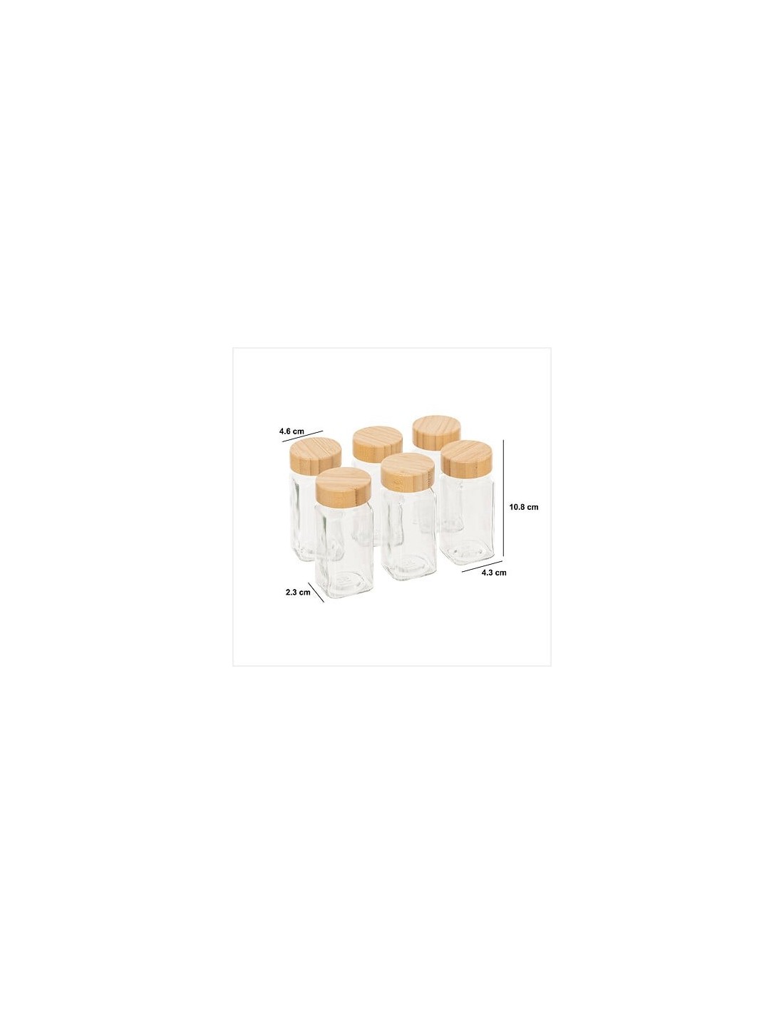 Set 6 Barattoli per Spezie in Vetro con Coperchio in Bambù | Shopincasa.it