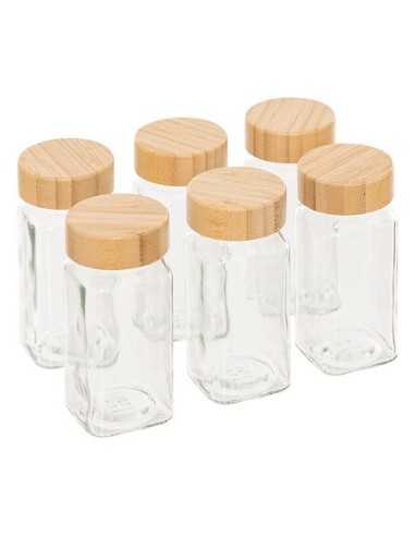 Set 6 Barattoli per Spezie in Vetro con Coperchio in Bambù | Shopincasa.it