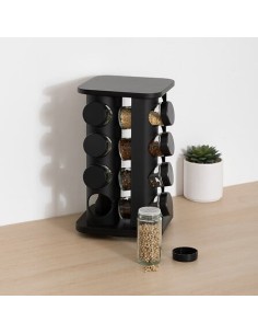 Portaspezie Rotante con 12 Barattoli – Nero | Shopincasa.it
