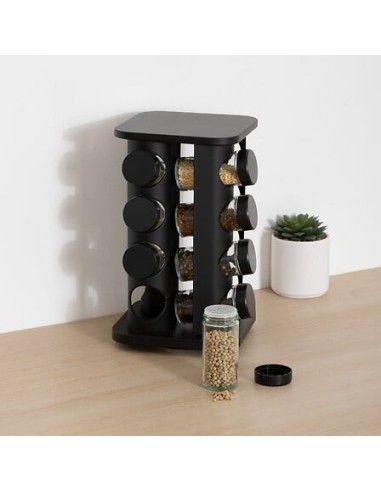 Portaspezie Rotante con 12 Barattoli – Nero | Shopincasa.it