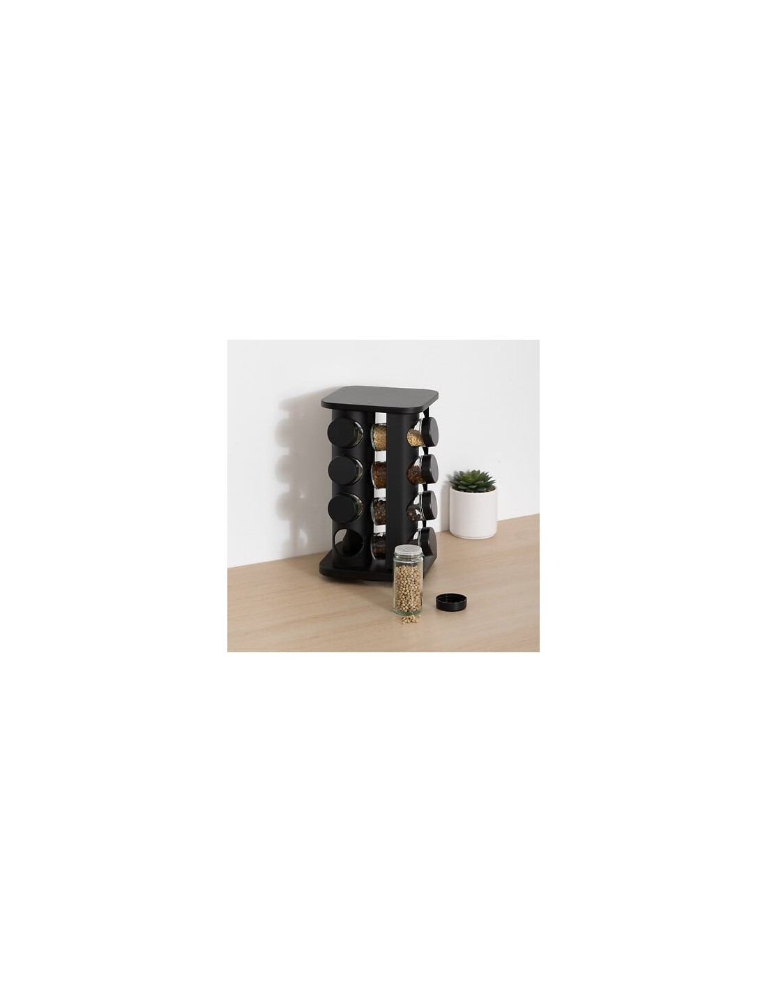 Portaspezie Rotante con 12 Barattoli – Nero | Shopincasa.it