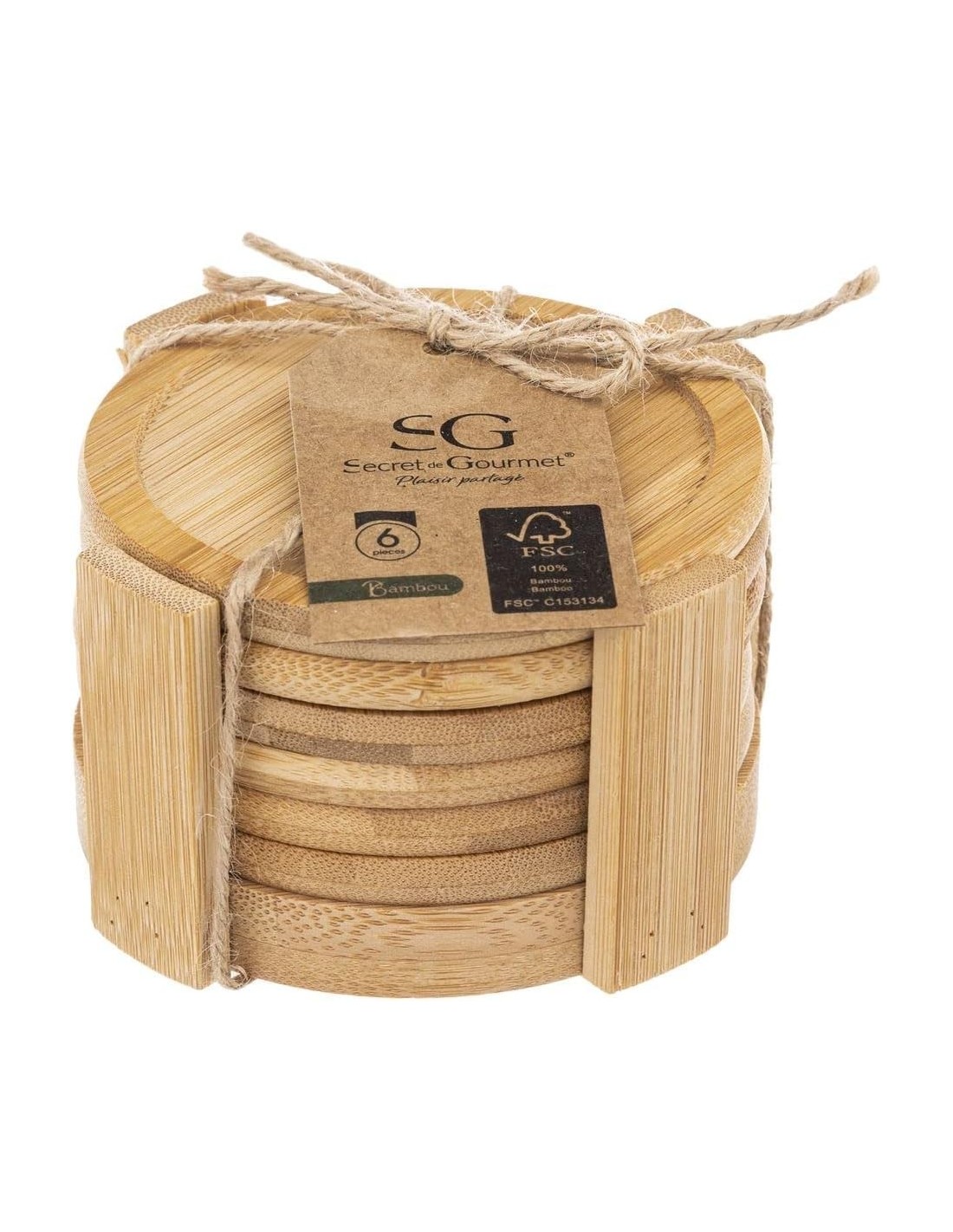 Set 6 Sottobicchieri in Bambù con Rack | Shopincasa.it
