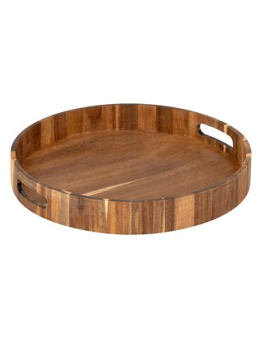 Vassoio Rotondo in Acacia con 2 Manici Ø 35 x H 5 cm | Shopincasa.it