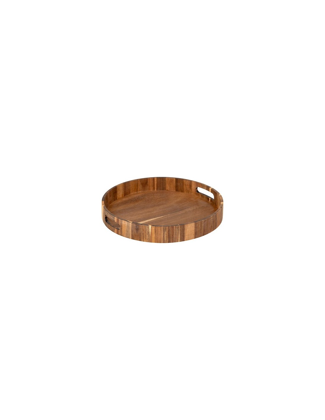 Vassoio Rotondo in Acacia con 2 Manici Ø 35 x H 5 cm | Shopincasa.it