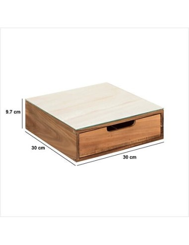 Porta Capsule con 1 Cassetto in Acacia e Vetro Beige | Shopincasa.it