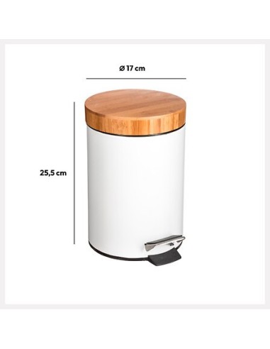 Pattumiera a pedale Natureo 3 L in metallo e bambù | shopincasa.it