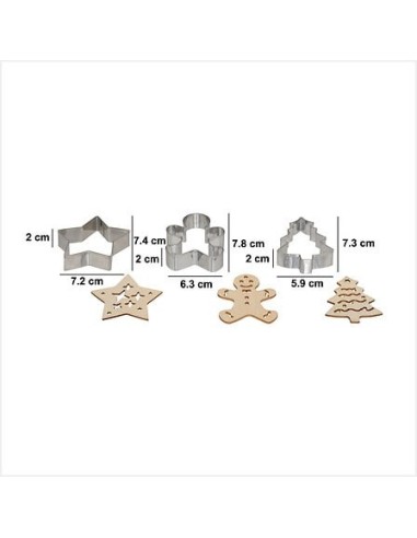 Set di 3 stampini e 3 timbri Natale acciaio inox e legno | shopincasa.it