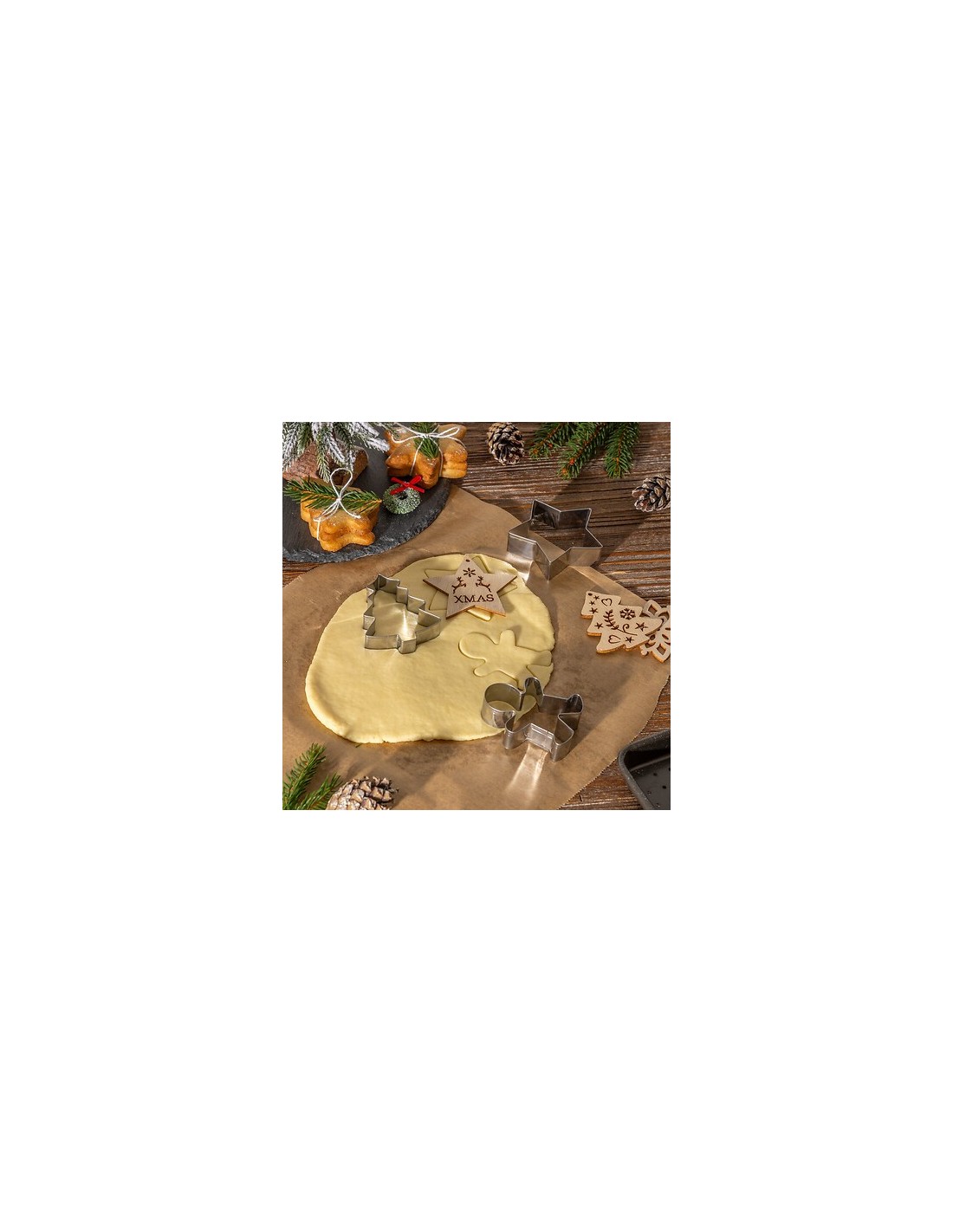 Set di 3 stampini e 3 timbri Natale acciaio inox e legno | shopincasa.it