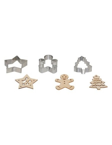 Set di 3 stampini e 3 timbri Natale acciaio inox e legno | shopincasa.it