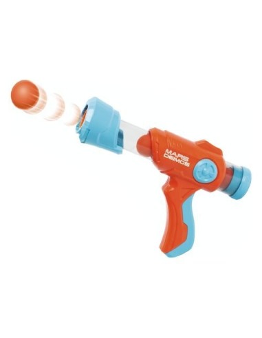 Divertiti con la Mars Deimos Pistola Compact! Include 8 palline di gomma e un bersaglio pretagliato. Facile da manovrare e sicur