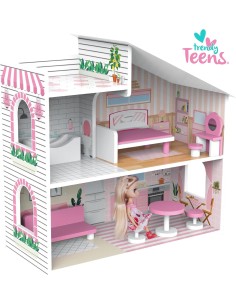 Trendy Teens Casa delle Bambole in Legno 2 Livelli con Accessori e Bambolina | Shop in Casa 2