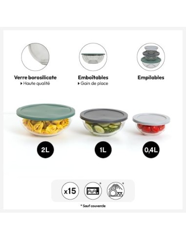 5five set 3 contenitori in vetro borosilicato | shopincasa.it