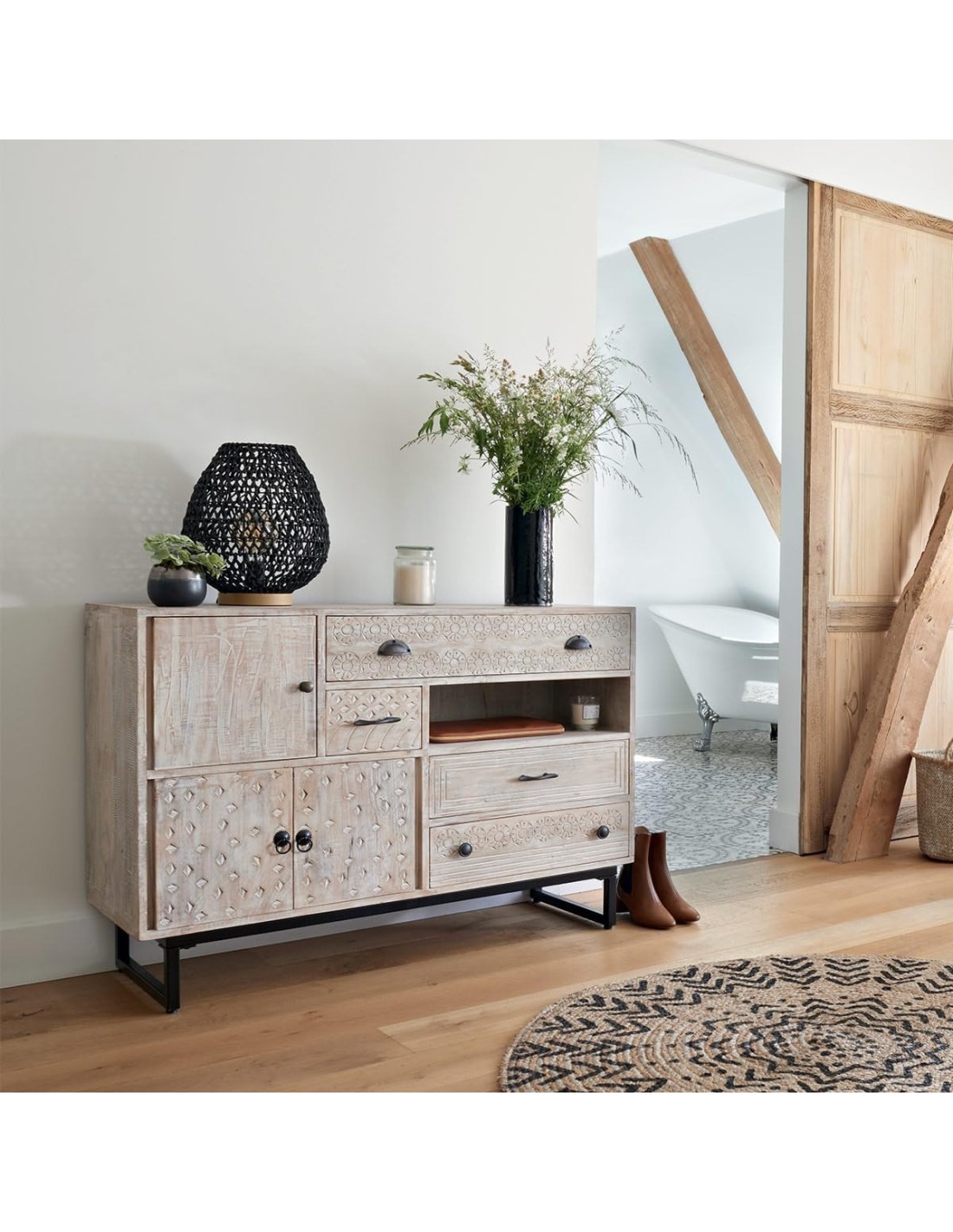 Credenza a 3 ante Ajay in mango 115x80 cm Atmosphera | shopincasa.it