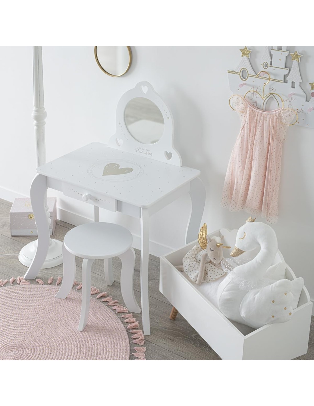 Toeletta e sgabello per bambina Atmosphera con specchio | shopincasa.it