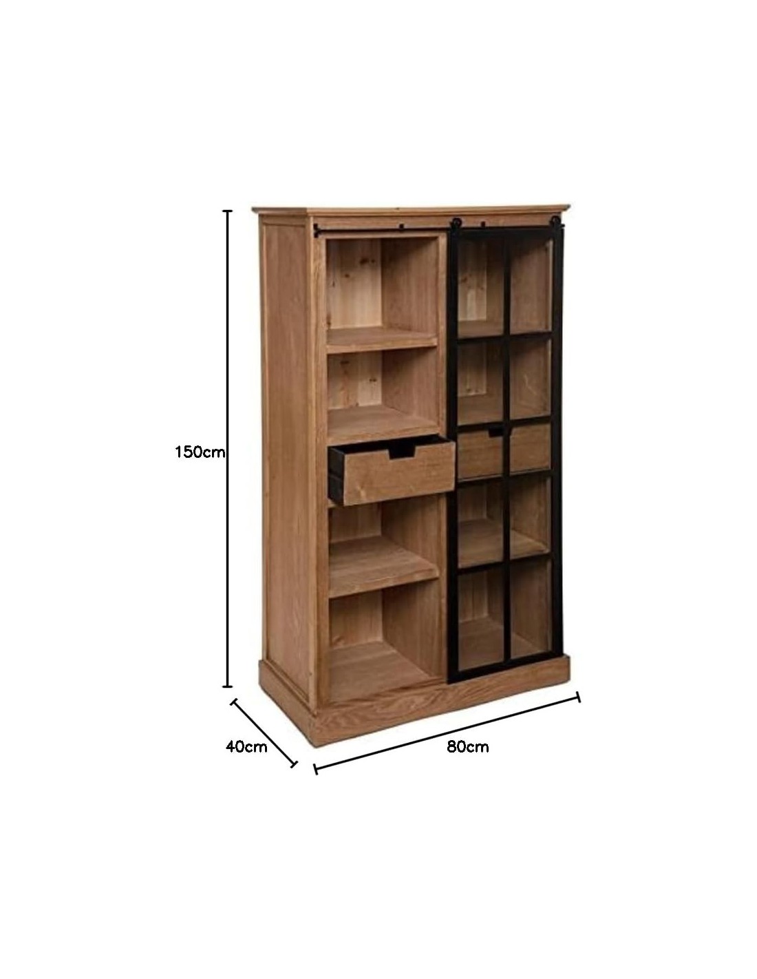 Libreria Danik in legno 80x150 cm con anta scorrevole Atmosphera | shopincasa.it