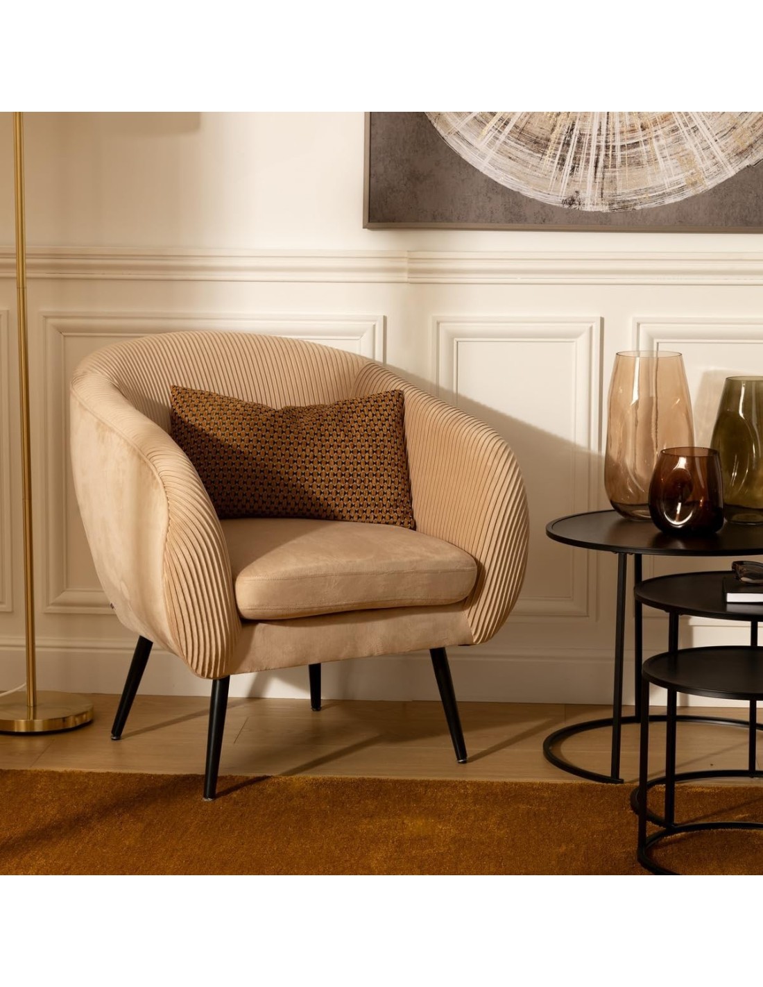 Poltrona Solaro Atmosphera in velluto beige | shopincasa.it