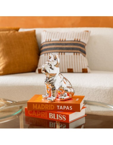 Statuetta Bulldog in ceramica argento Atmosphera 12 cm | shopincasa.it