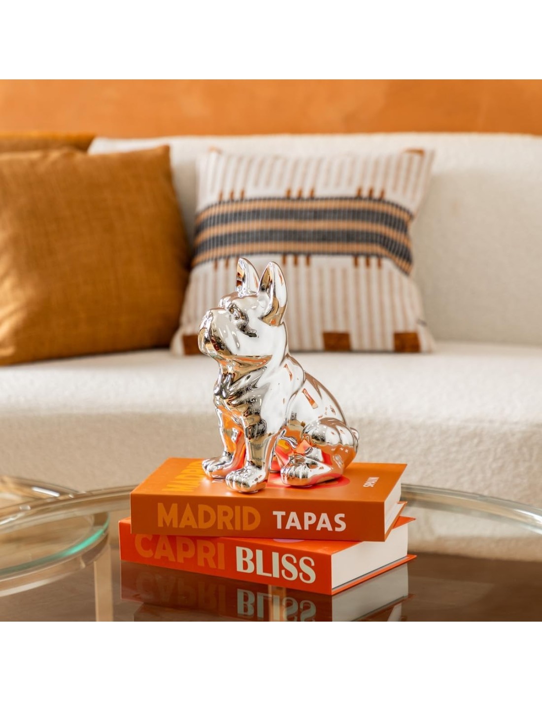 Statuetta Bulldog in ceramica argento Atmosphera 12 cm | shopincasa.it
