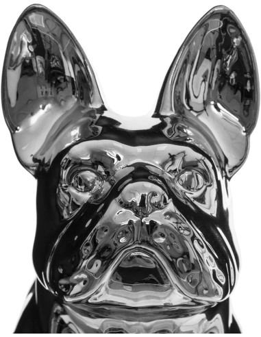 Statuetta Bulldog in ceramica argento Atmosphera 12 cm | shopincasa.it