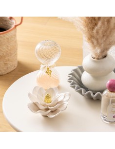 Decorazione da tavolo "Fleur" bianca in ceramica 14,5 cm shopincasa.it 2