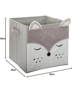 Contenitore bambini Volpe Atmosphera Velluto Grigio 29x29 cm shopincasa.it