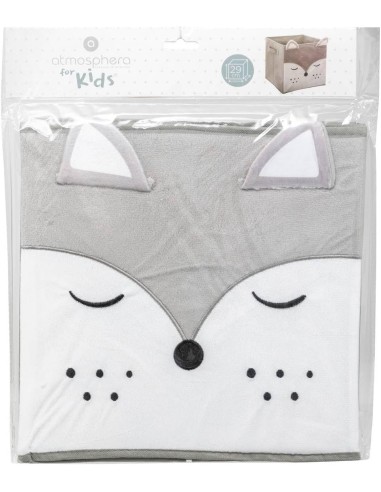 Contenitore bambini Volpe Atmosphera Velluto Grigio 29x29 cm shopincasa.it