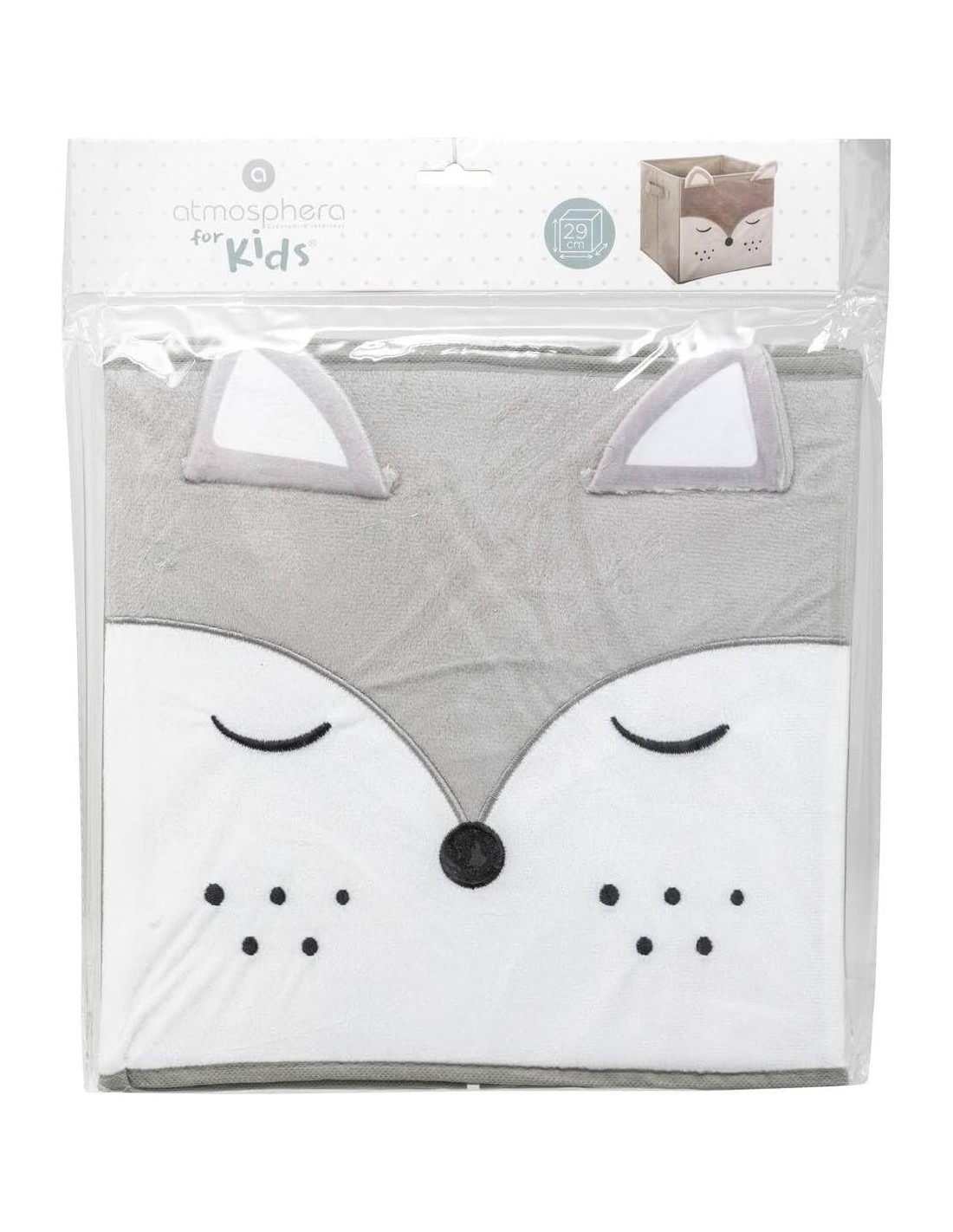 Contenitore bambini Volpe Atmosphera Velluto Grigio 29x29 cm shopincasa.it