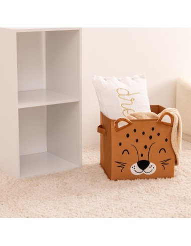 Contenitore bambini Leopardo Atmosphera Velluto Beige 29x29 cm shopincasa.it