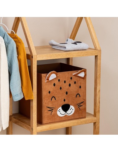 Contenitore bambini Leopardo Atmosphera Velluto Beige 29x29 cm shopincasa.it