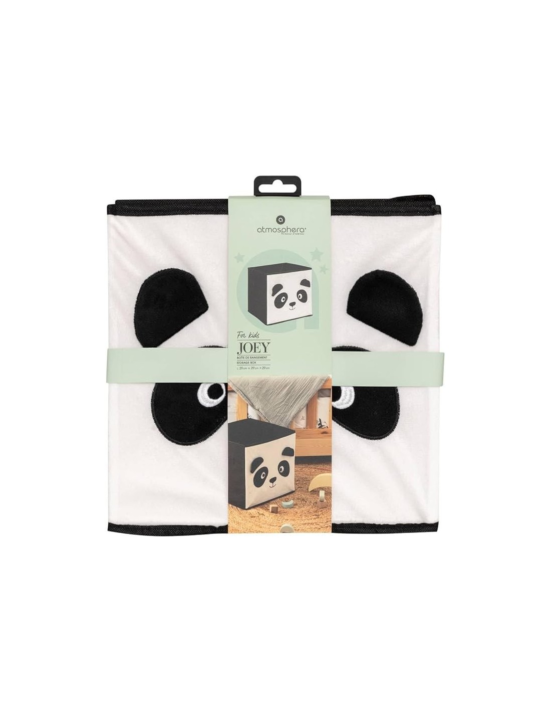 Contenitore bambini Panda Atmosphera Velluto Bianco/Nero 29x29 cm shopincasa.it
