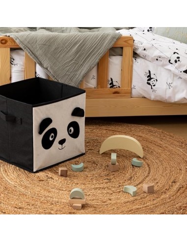 Contenitore bambini Panda Atmosphera Velluto Bianco/Nero 29x29 cm shopincasa.it