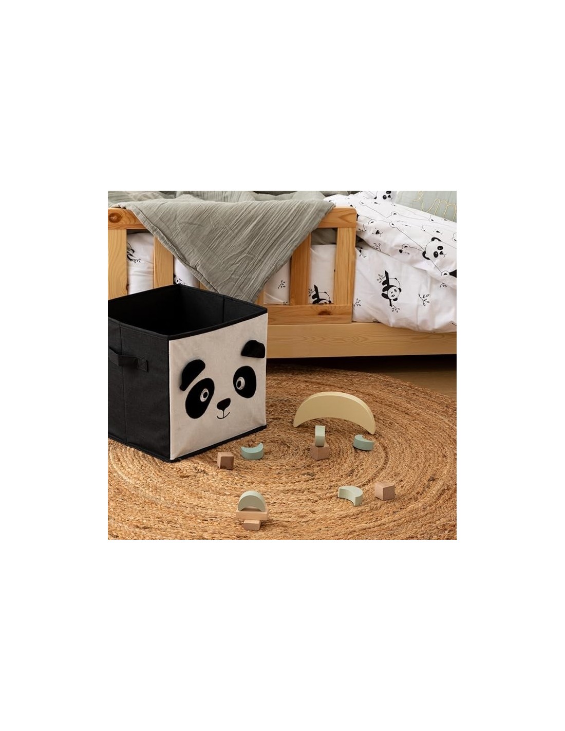 Contenitore bambini Panda Atmosphera Velluto Bianco/Nero 29x29 cm shopincasa.it