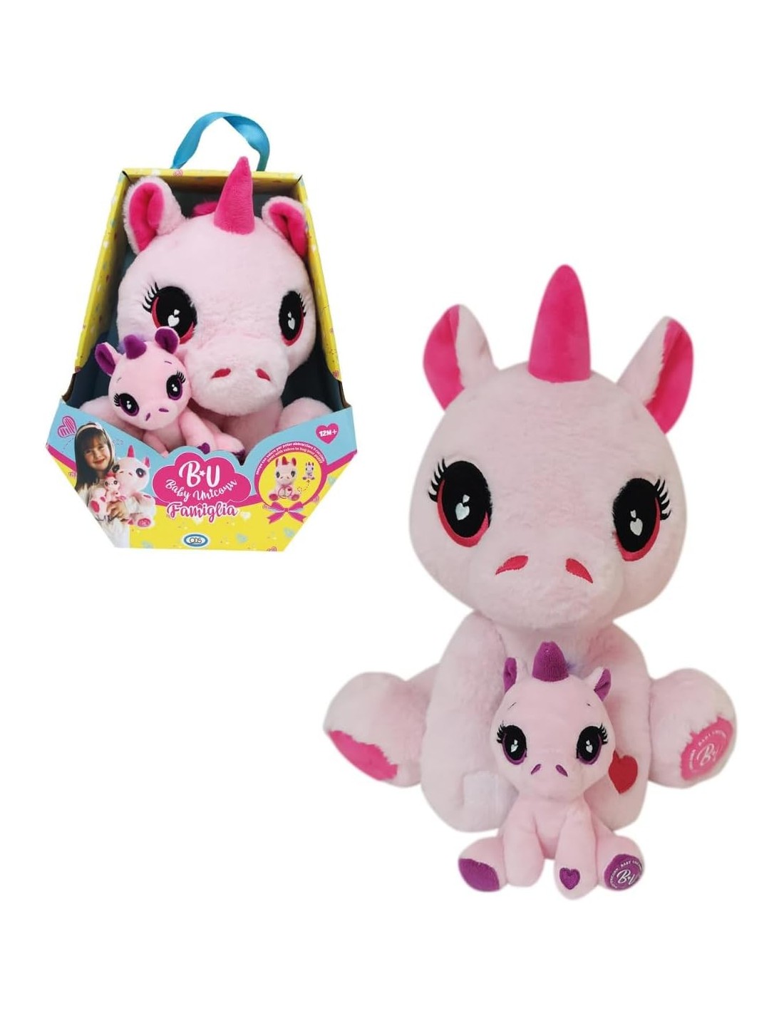 Mamma Unicorno 30 cm e Cucciolo 10 cm con Culla | Shop in Casa