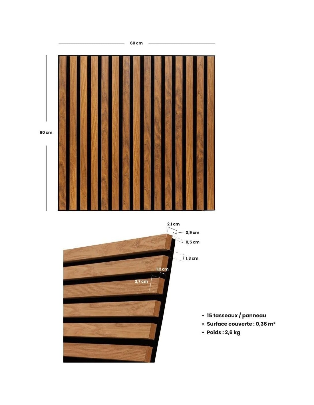 Atmosphera Pannello Decorativo Legno Colva 60x60 cm Noyer | shopincasa.it