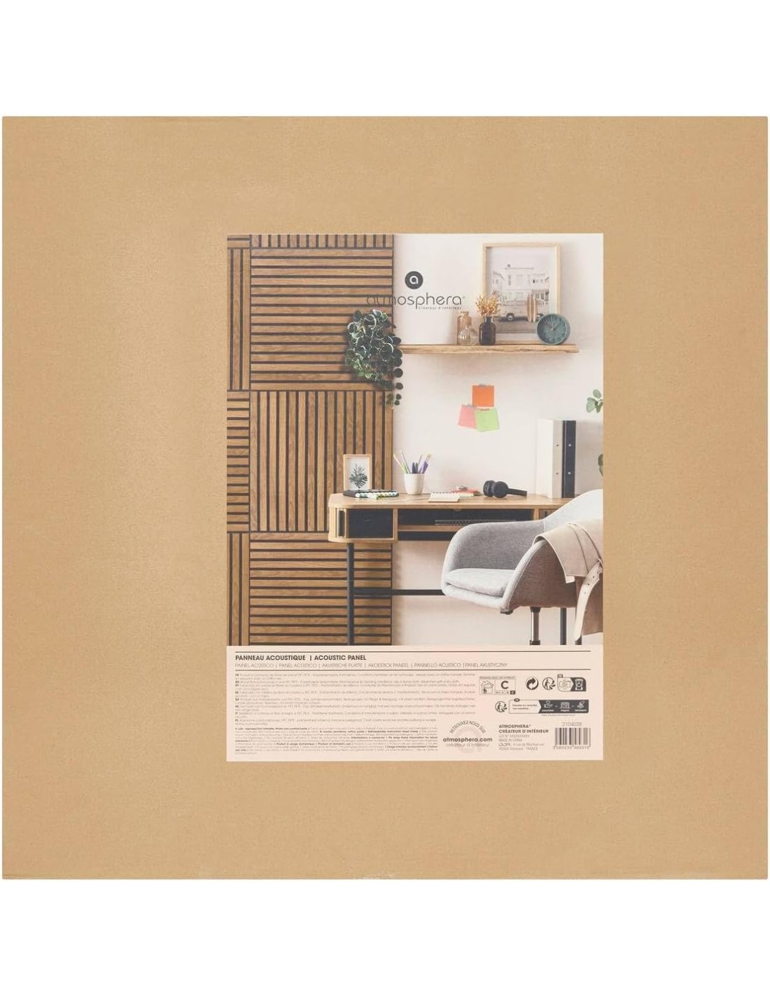 Atmosphera Pannello Decorativo Legno Colva 60x60 cm Noyer | shopincasa.it