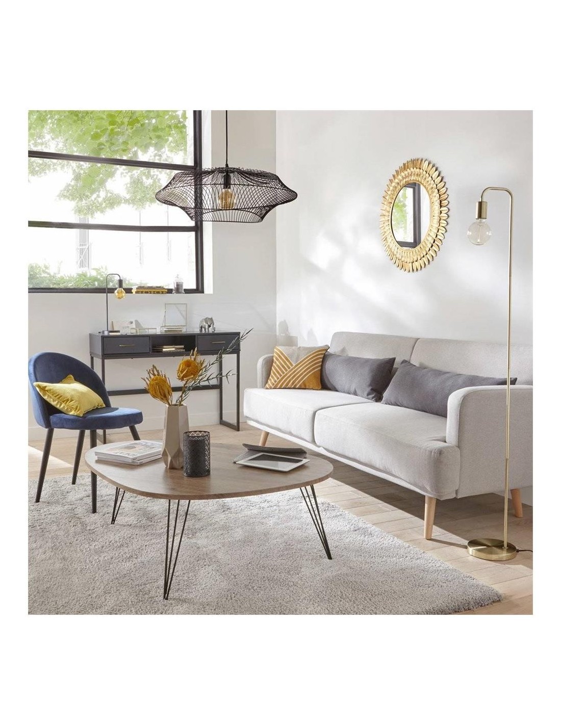 Atmosphera Lampada Dritta Keli Metallo e Cemento Oro H45 cm | shopincasa.it