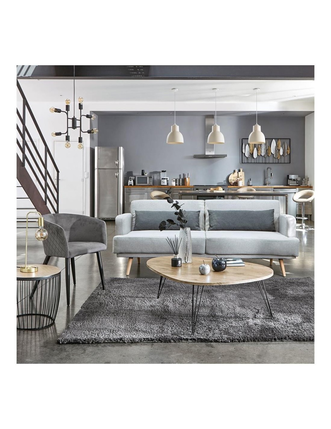 Atmosphera Lampada Dritta Keli Metallo e Cemento Oro H45 cm | shopincasa.it