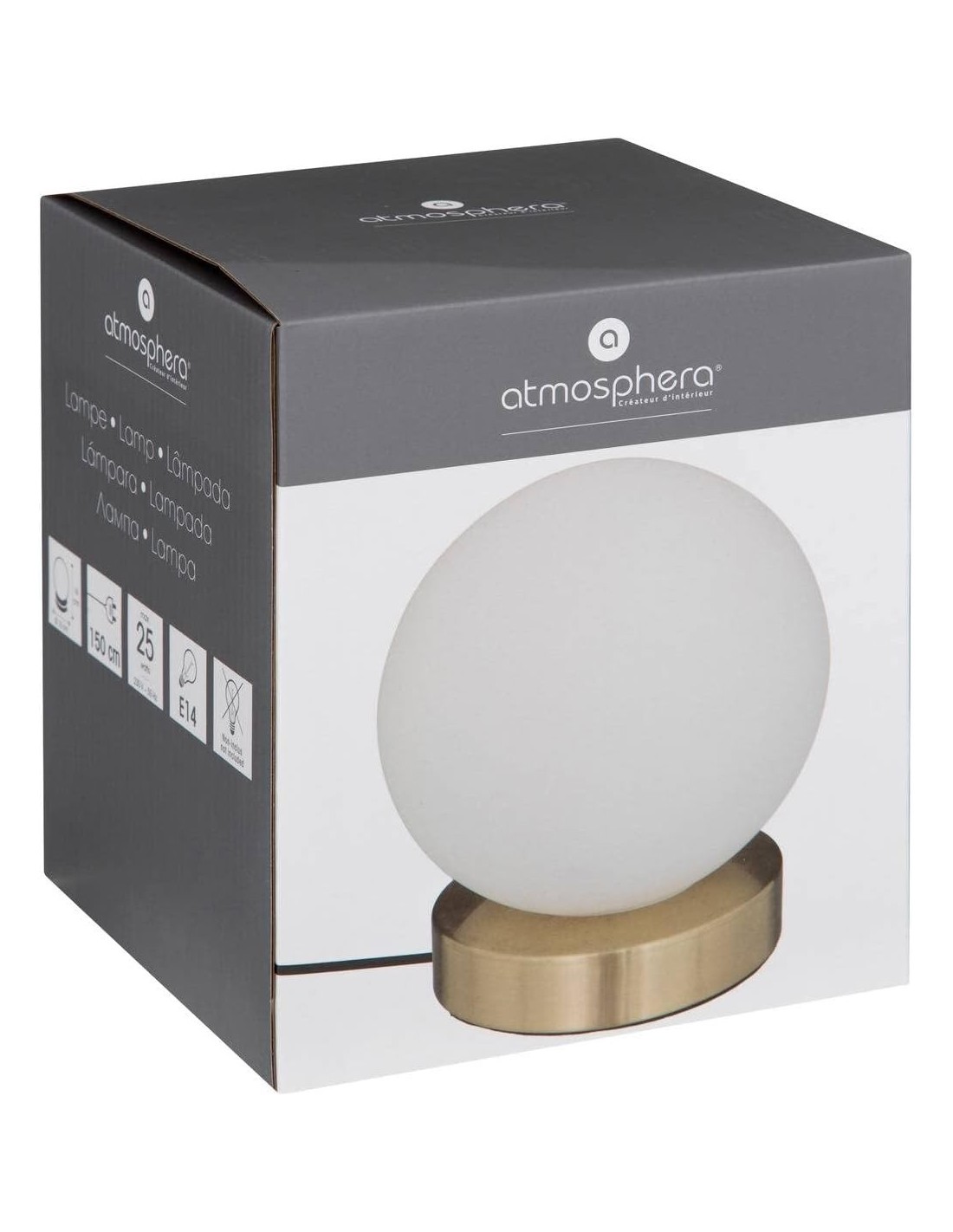 Atmosphera Lampada a Sfera Dris Vetro e Metallo Bianco H16 cm | shopincasa.it