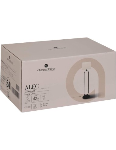 Atmosphera Lampada da Terra Alec Metallo Nero 38x28x154 cm | shopincasa.it