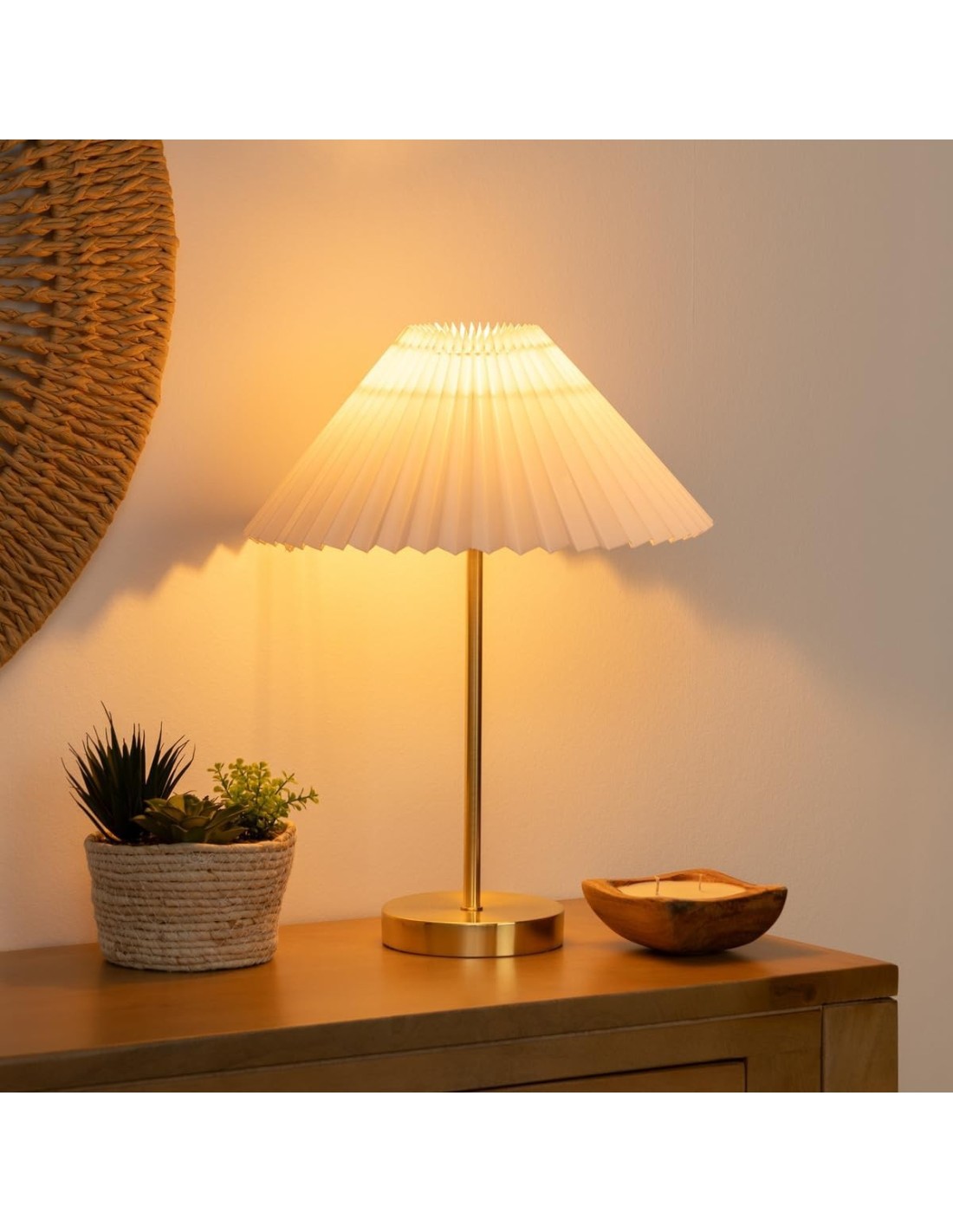 Atmosphera Lampada Jiling Metallo Dorato con Paralume Bianco H47 cm | shopincasa.it
